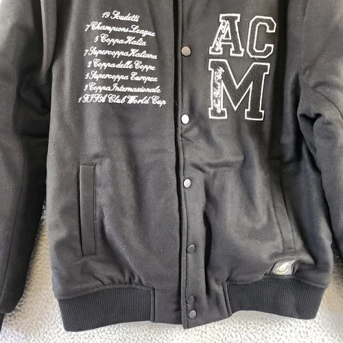 AC Milan Coach Jacket Men's M Black Full Front Button Closure With Side Pockets image 8