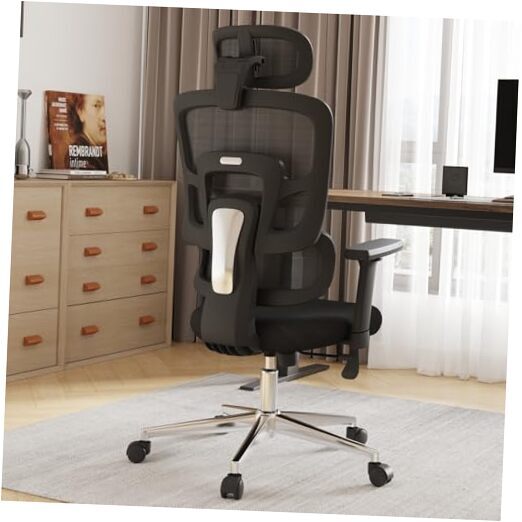 Ergonomic High Back Mesh Office Gaming Chair with Headrest in Dark Black-image