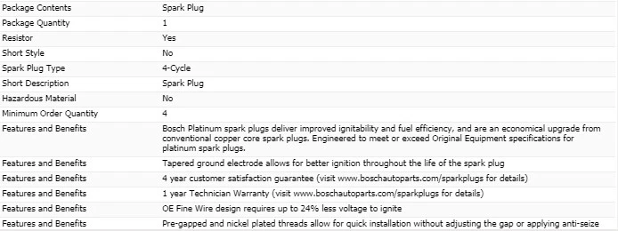 8 piezas bujías Bosch Platinum para Dodge Charger V8-6,1 L 2006-2010 Foto 4 de 4