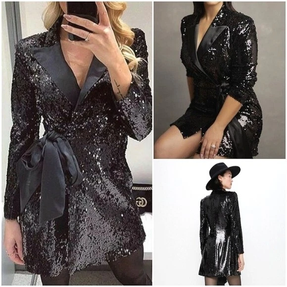 zara sequin tuxedo dress ZARA Sequin Blazer Indiana Women's Dresses for sale