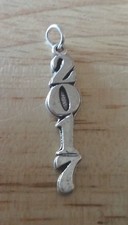 Sterling Silver 31x7mm Birth Anniversary Wedding Graduation 2017 Vertical Charm