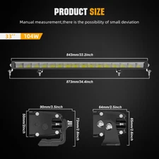 22 32 42 52"inch LED Light Bar Amber White DRL Driving Fog Work Offroad ATV 4X4