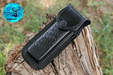 GENUINE LEATHER HANDMADE KNIFE SHEATH FOR 5" FOLDING BLADE KNIFE SURVIVAL 1582