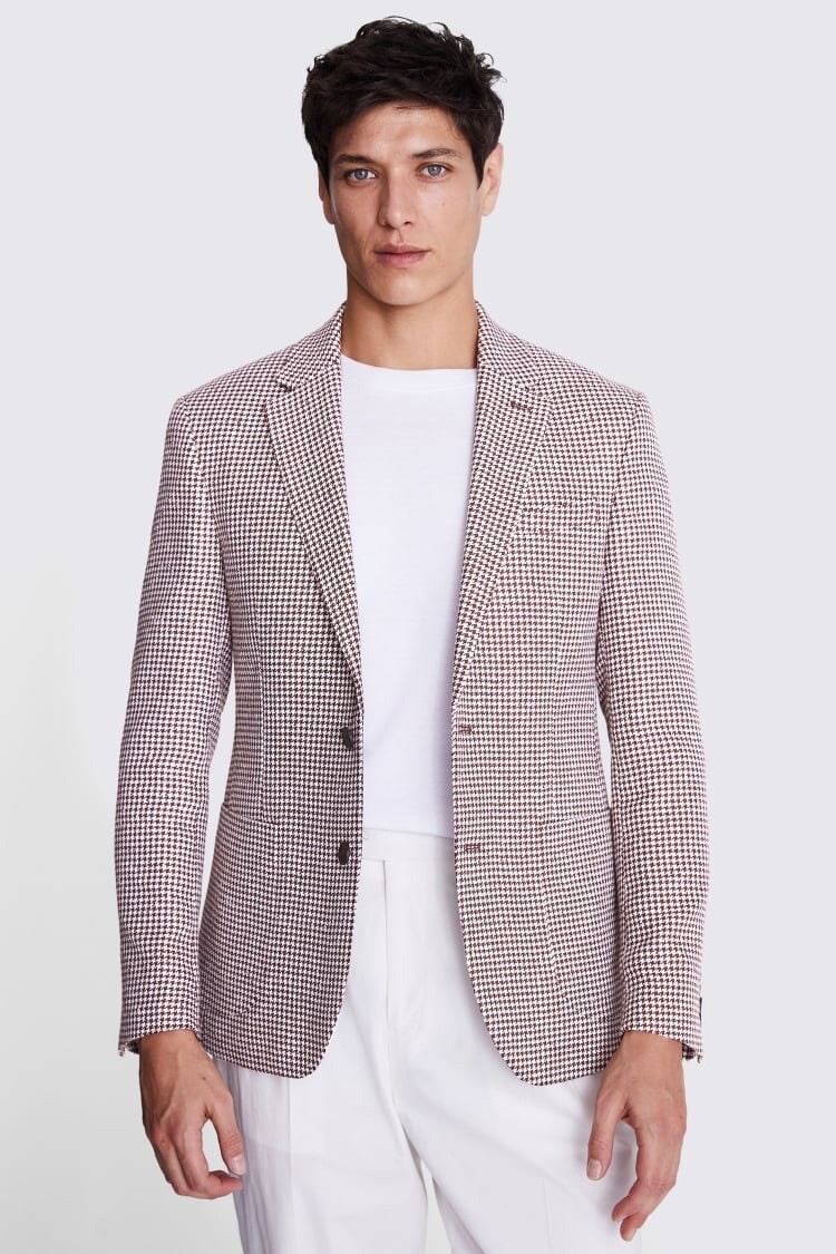 Copper Moss Bros Suit Fitting Slim Fit Copper Houndstooth Suit UK