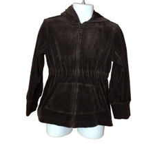 GIRL S BROWN ZIP-UP HOODED FLEECE JACKET-SIZE: 4 7000