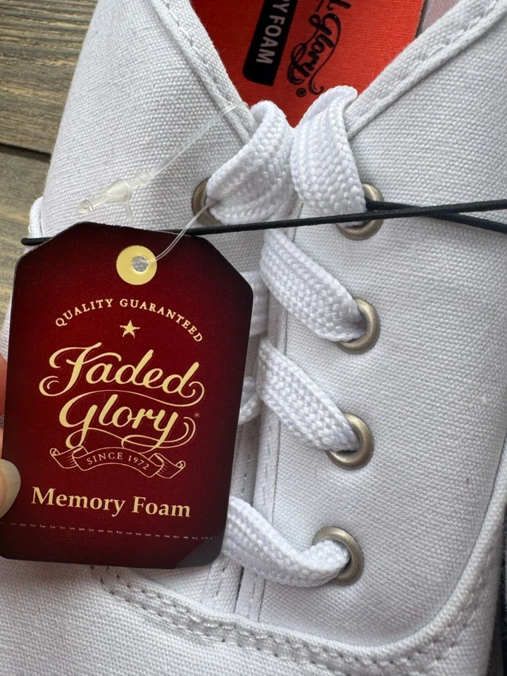 NUEVO CON ETIQUETAS NOS Desteñido Glory Mujer Blanco Lona Tenis Espuma con Memoria Comodidad 9 Foto 3 de 4