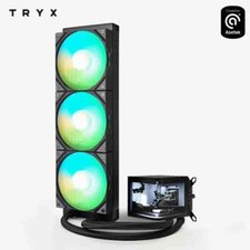 TRYX PANORAMA 360mm ARGB Black Liquid Cooler With Curved Amoled Display Asetek 8