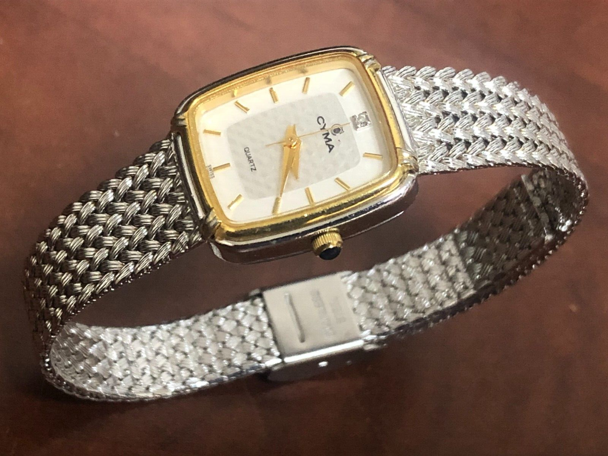 CYMA Two-Tone Diamond Quartz Stainless Steel Quartz Womens Watch 004  Switzerland