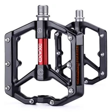 Aluminum MTB Bike Pedals with Anti-Skid Nails - Black-Red