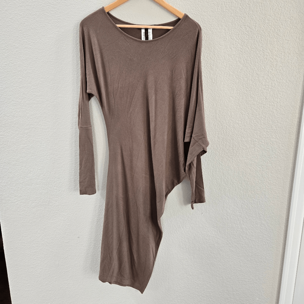 bcbgmaxazria asymmetrical turtleneck dress BCBGMAXAZRIA Asymmetrical Silk Dress  Runway Catalog