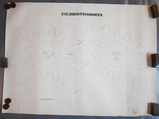 Disegno tecnico a mano dentatura cicloide disegno ingegnere 1880 circa! 
