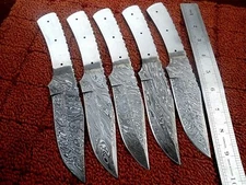 LOT OF 5 CUSTOM HAND MADE DAMASCUS STEEL BLANK BLADES KNIFE WITH TWIST PATTERN