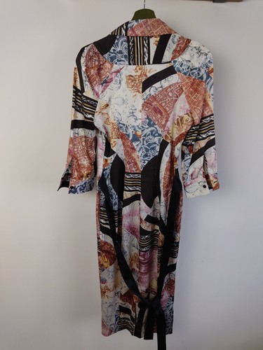 Just Cavalli Dress Real Silk Scarf multi Print Shirt belt size 44 UK 12 - Picture 6 of 12