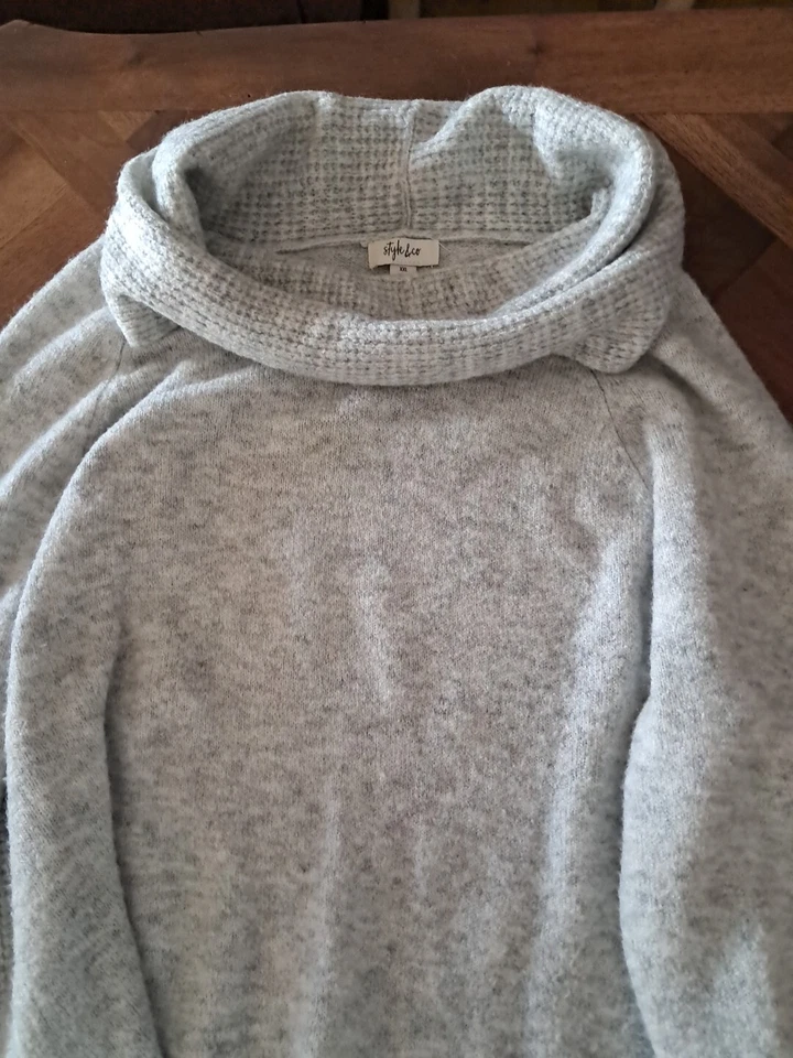 Suéter túnica Style and Co para mujer talla XXL gris capucha cuello pulóver invierno cálido  Foto 2 de 4