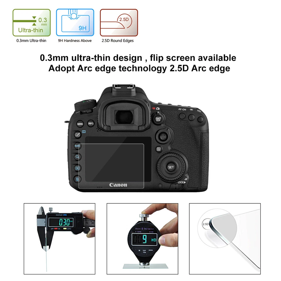 For Canon EOS 7D Mark II 7D2 Camera Tempered Glass Screen Protector Hard Film - Image 3 of 4
