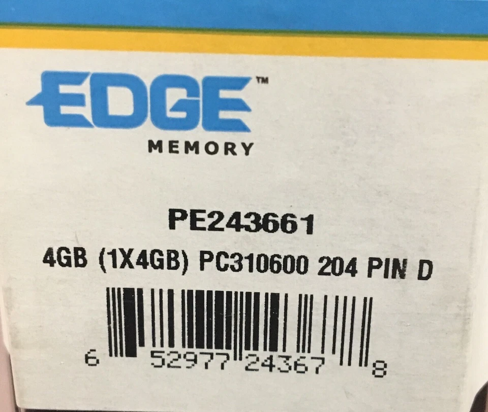 NEW Edge 4GB Memory Module 4GN612R08DS PE243661 (1X4GB) PC310600 204 Pin D - Image 3 of 3