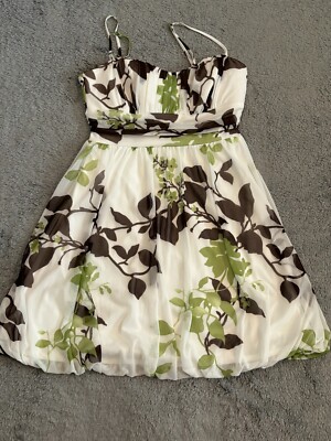 Speechless Dress Girls Large White Lined Floral Strap A Line Fit Flare |  eBay