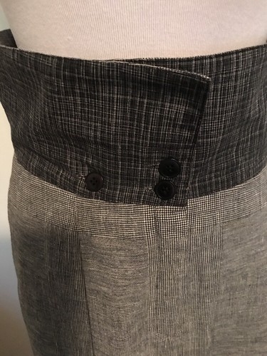 CORDELIA Black White Herringbone Pockets Pencil Skirt 2 High Waist Small - Picture 2 of 7