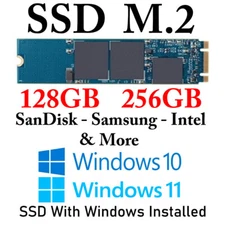 M2 M.2 SSD 128GB 256GB SanDisk Samsung for Laptops Windows 10 11 Pro Installed