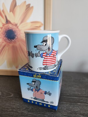 Becher Mouse Coffee Cup Cartoon Uli Stein Tea Mug Germany W/Box 1989