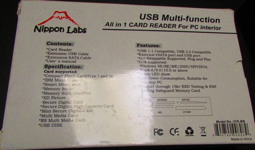 Nippon Labs All In 1 USB eSATA Internal Card Reader NEW - Picture 2 of 2