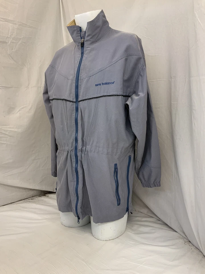 Chaqueta de Correr New Balance M Azul Gris Nylon Poli Forrada Hasta el Muslo YGI N1-75 Foto 4 de 4