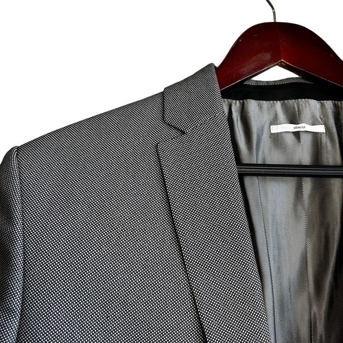 NEW CALVIN KLEIN Blazer Mens Size Medium Sport Coat Black White Jacket Micro Dot - Picture 6 of 13