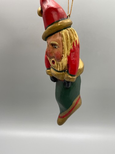 Bill Jauquet Christmas ornament Santa in Stocking Folk Art Vintage - Picture 4 of 17