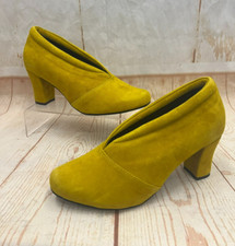 Andrea Conti Suede Leather Mustard Yellow Court Shoe Size UK 6 EU 39