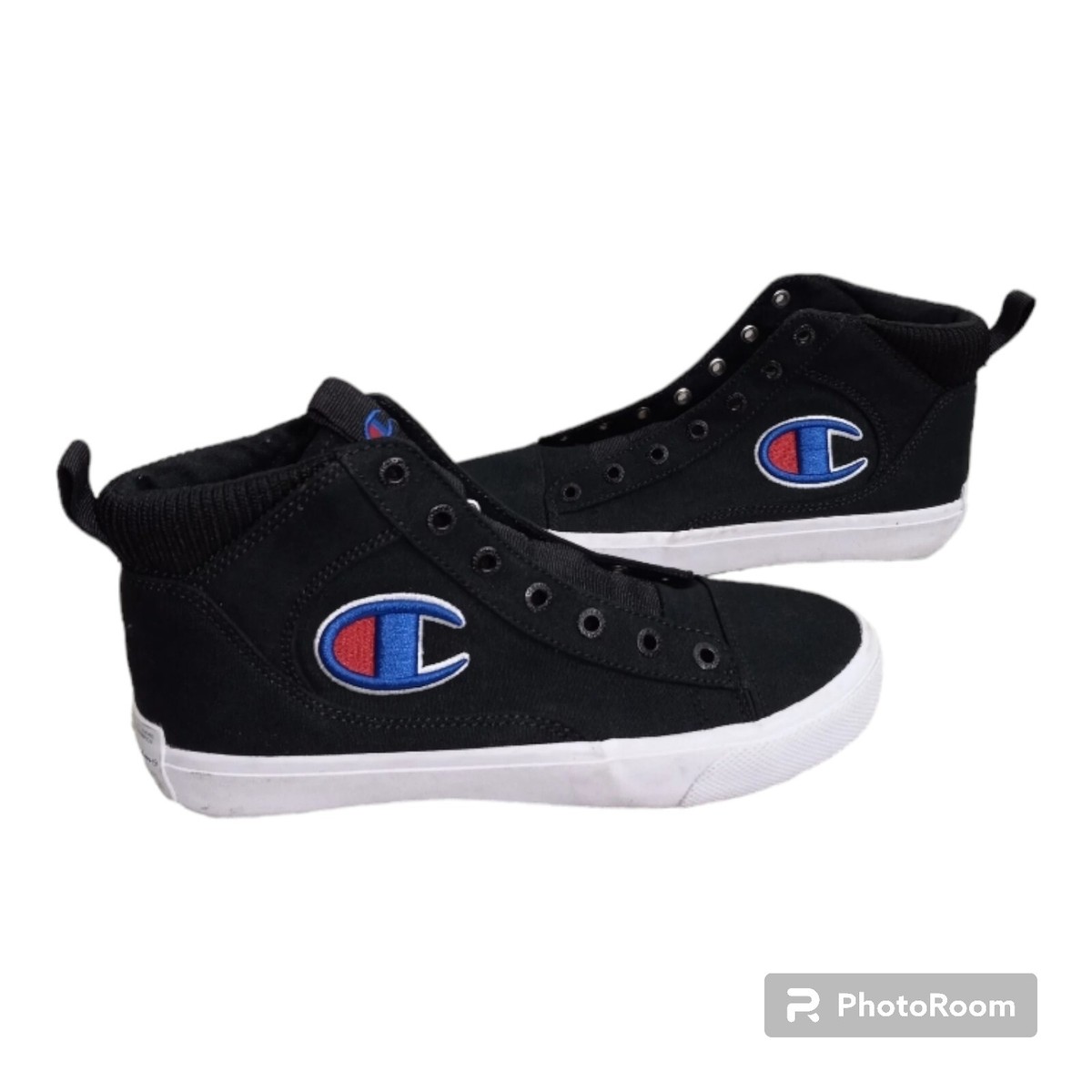 Champion Shoes Youth Sneakers High Top Black Canvas Skateboard Sk8