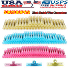 500/300Pcs 22-10AWG Heat Shrink Butt Wire Splice Connectors Seal Crimp Terminals