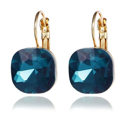 Square Shaped Plated Dangle Drop Earrings Hook Women Crystal Wedding Jewelry < - Picture 7 of 17