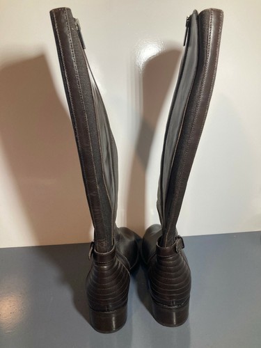 NUEVAS Botas Altas Aquatalia Mujer Marrón Oscuro Cuero con Cremallera Lateral 6,5 M - Imagen 4 de 5