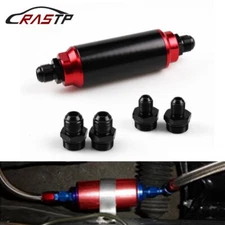 Black Red High Flow Turbo Inline 44mm Fuel Filter 100 Micron with AN10 AN8 AN6