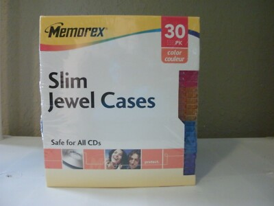 MEMOREX (30) PIECE COLORED CD/DVD SLIM JEWEL CASES MULTICOLOR (NEW SEALED)