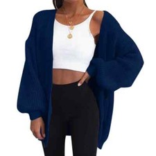 Women Chunky Knitted Oversize Cardigan Ladies Balloon Sleeve Long Short Cardigan