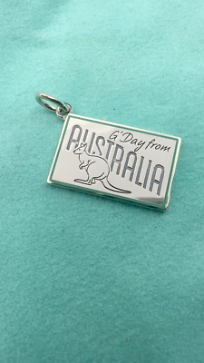 Tiffany & Co. 925 Silver Blue Enamel Australia Postcard Charm (Box