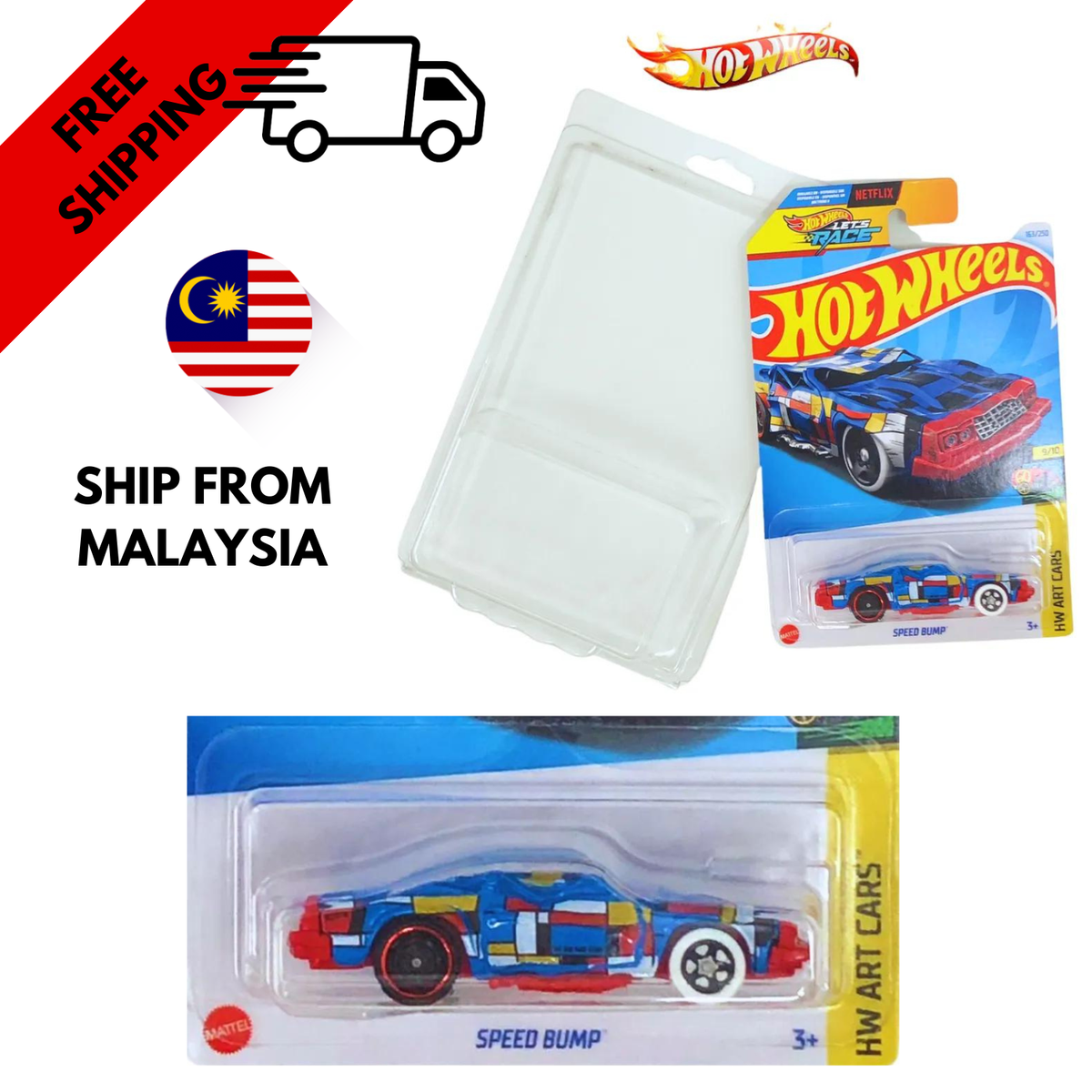 2024 Hot Wheels Speed Bump 9/10 HW Art Cars Lets Race Netflix Free