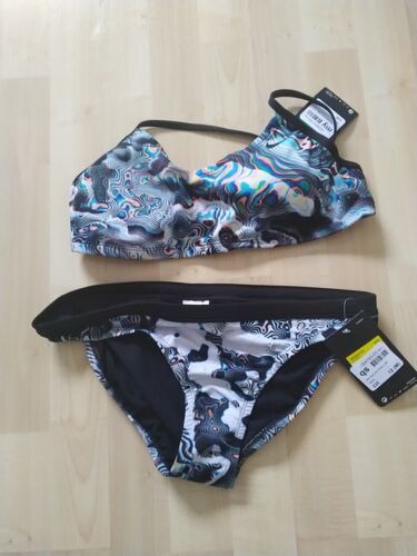 Nike Bikini Two Piece Swimsuit Black/White/Multi Size M/L - Picture 1 of 6