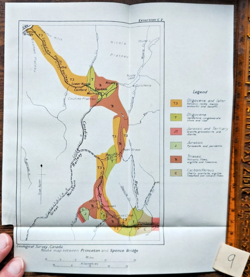 1913 Geological Map of the Route between Princeton & Spence Bridge - Canada - Image 1 of 1