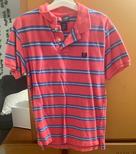 Chaps Kids XL 20 Cotton Striped Polo Shirt Pink Blue White Short Sleeve