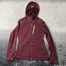 Under Armour Cold Gear Full Zip Hooded Jacket Womens S Black Stretch Performance