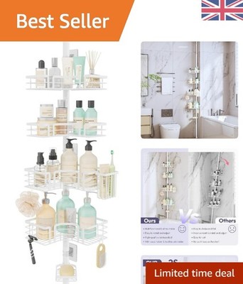 Eleganter 4-stufiger verstellbarer Duschcaddy Spannstange - rostbeständiges Design