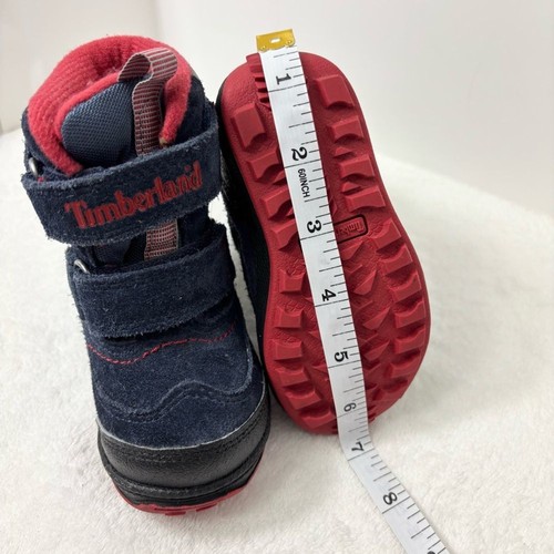 STIVALI DA NEVE IMPERMEABILI TIMBERLAND BLU SCURO E ROSSO BAMBINO GROTTA POLARE taglia 5 - Foto 9 di 13