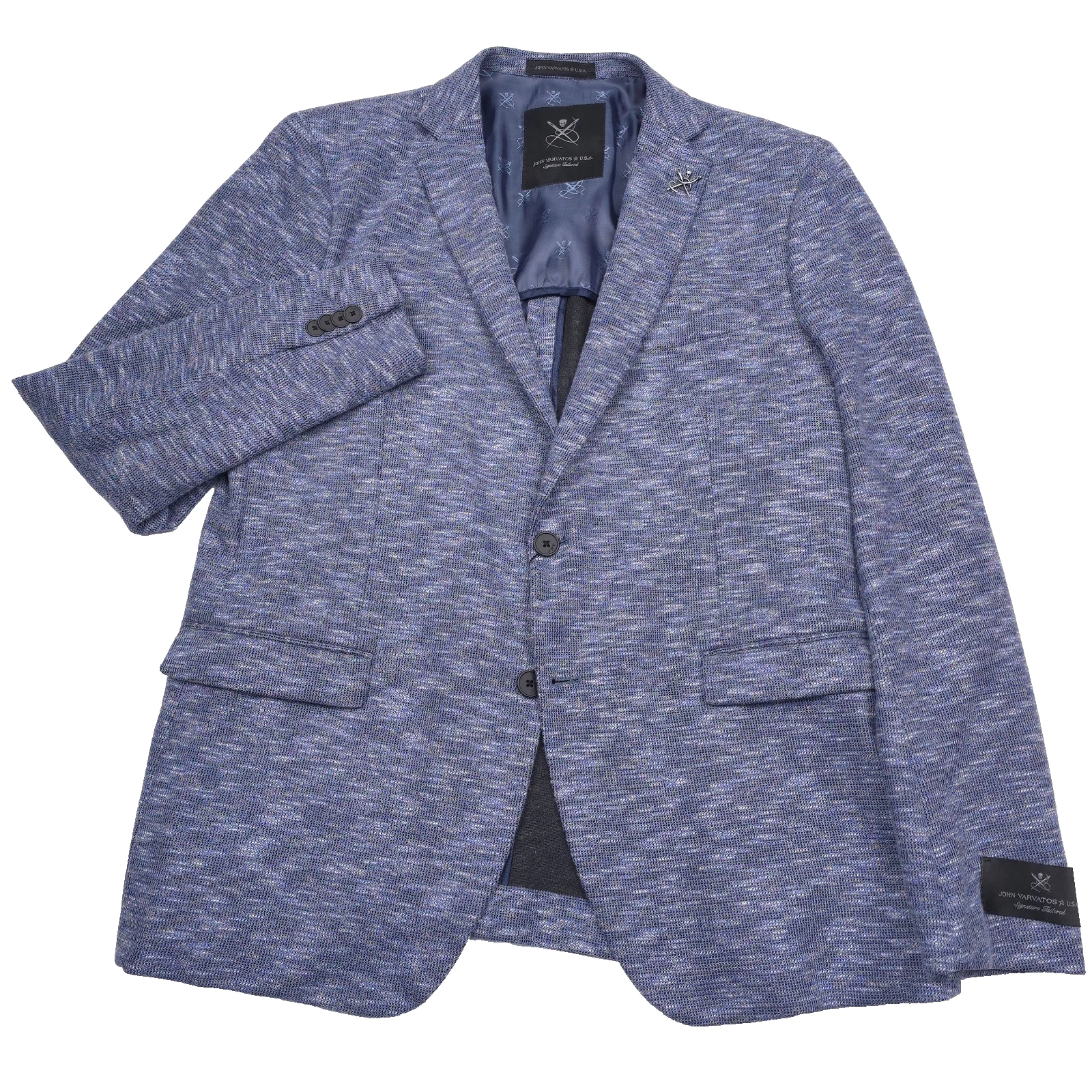 John Varvatos Varick Sport Coat Mens 46R Slim Blue Melange Soft Blazer Jacket