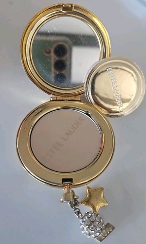 Estee Lauder Compact Powder Necklace Gold Tone Pendant Mirror Vintage Makeup 