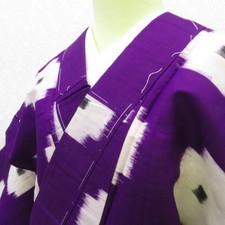 Antique Kimono Silk Purple 57.2inch Women's