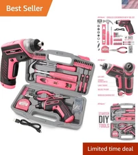 Chic 35-Piece Pink Tool Kit with 3.6V Screwdriver for Effortless Home Repairs