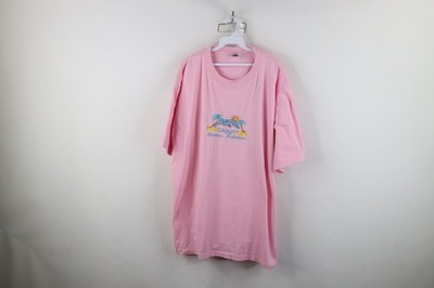 Vtg 90s Y2K Streetwear Womens 3XL Faded Spell Out Nassau Bahamas Dolphin T-Shirt
