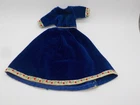 Vintage Barbie Guinevere clone Dress blue velvet Dress w/ gold chain belt~1960's